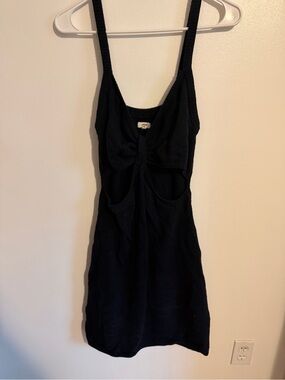 Aerie Black Cutout Knit Mini Dress